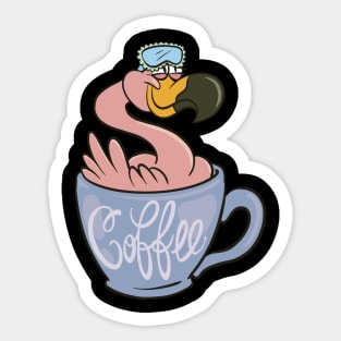 Flamingo drink coffee Sticker